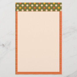 Papelaria Retro Spring Mão Desenhada Floral Listrada Vertica