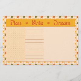 Papelaria Retro Spring Mão Desenhada Plan e Floral Grid Sonh