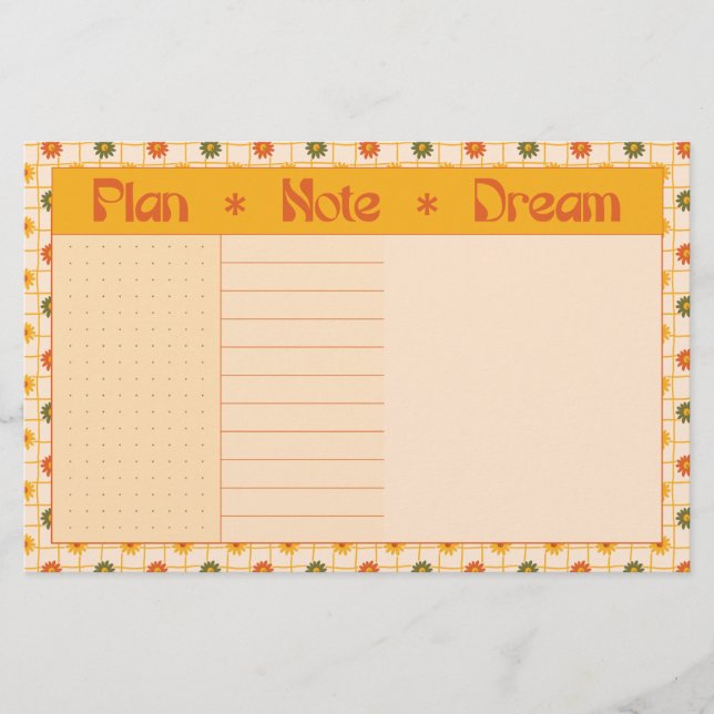 Papelaria Retro Spring Mão Desenhada Plan e Floral Grid Sonh (Frente)