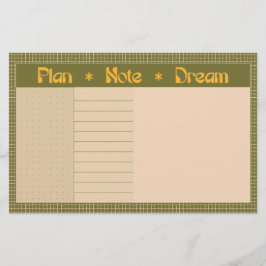 Papelaria Retro Spring Mão Desenhada Plano e Sonho Verde Gri