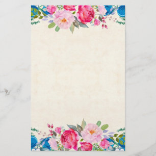 Papelaria Rico cor-de-rosa e azul do quadro da flor