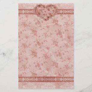 Papelaria romance de primavera coração floral e de renda cor