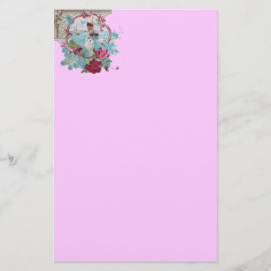 Papelaria ROMANTİCA, cor-de-rosa azul branco
