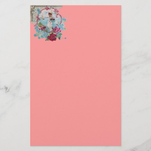 Papelaria ROMÂNTICA, rosa vermelho azul (Frente)