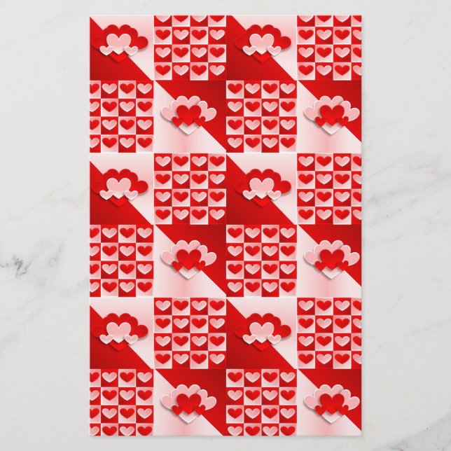 Papelaria Romântico Namorados ama corações vermelhos (Frente)