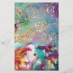 PAPELARIA ROMEO E JULIET, TEAL AZUL DOURADO MONOGRAMA
