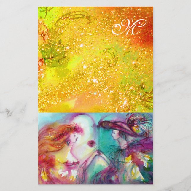 PAPELARIA ROMEO E JULIETA, GREEN DOURADO SPARKLES AMARELO (Frente)