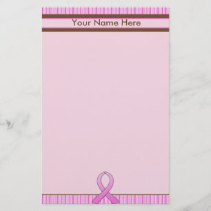 Papelaria Rosa & Brown do cancro da mama listrados