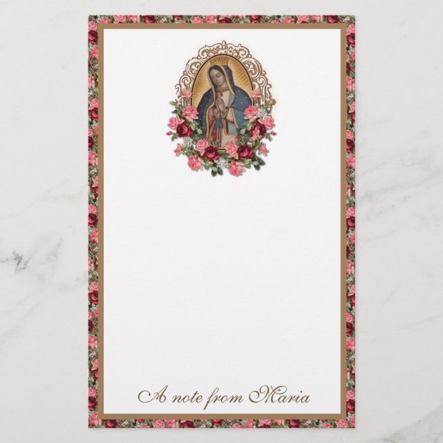 Papelaria Rosa da Virgem Católica Mary Guadalupe (Frente)