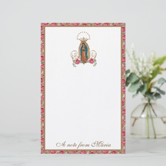 Papelaria Rosa da Virgem Católica Mary Guadalupe (Em pé/Frente)