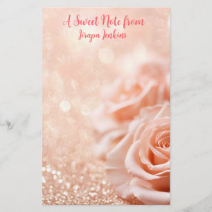 Papelaria Rosa de brilho Dourado Fundo e Rosas Dourados Rosa