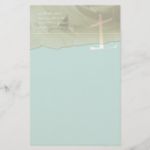 Papelaria Rosa de Carta Cruzada Cristã em Azul Aqua
