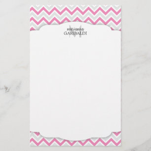 Papelaria Rosa e moderno de Chevron personalizados