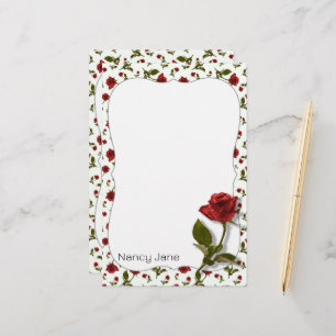 Papelaria Rosa vermelha e Pedra - Padrão de Fotografia Flora