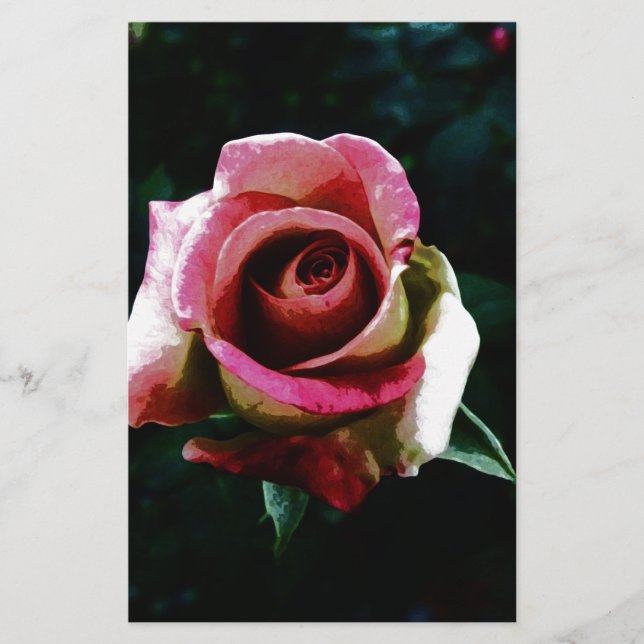 Papelaria Rosa vermelha pintada com óleo (Frente)