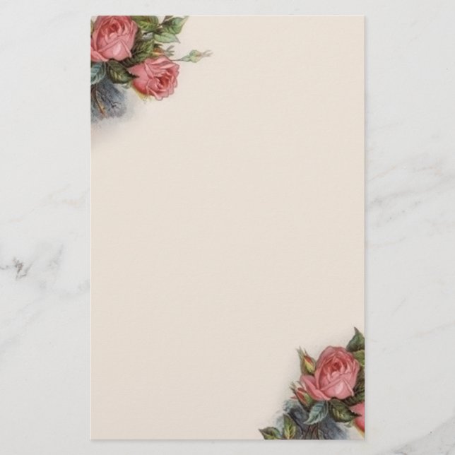 Papelaria Rosas cor-de-rosa carmesins do Victorian do (Frente)