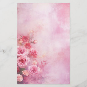 Papelaria Rosas Cor-de-Rosa Vintage