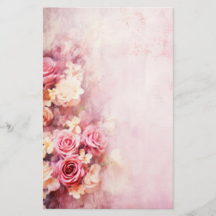 Papelaria Rosas Cor-de-Rosa Vintage