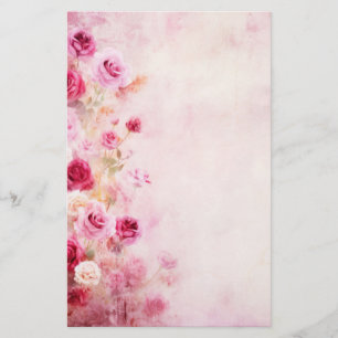 Papelaria Rosas Cor-de-Rosa Vintage