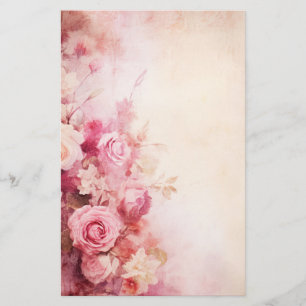 Papelaria Rosas Cor-de-Rosa Vintage
