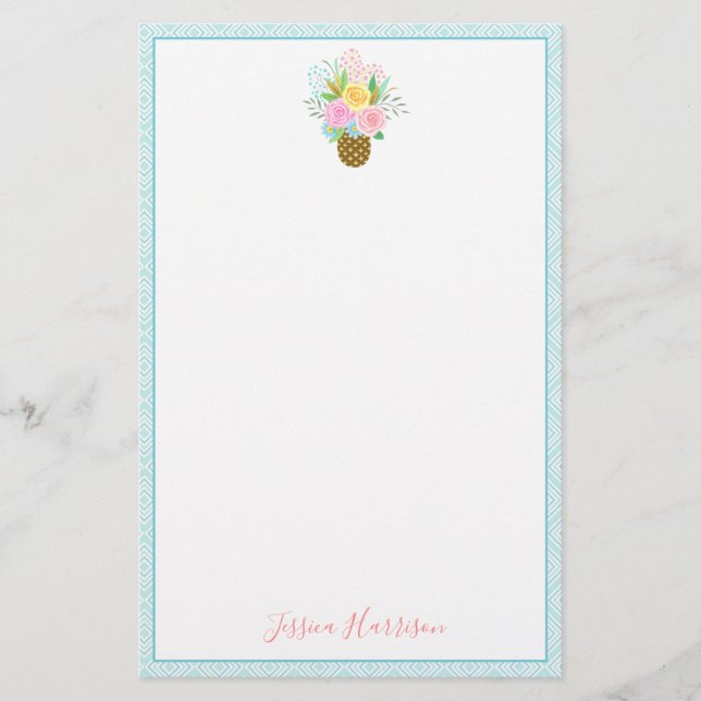 Papelaria Rosas de abacaxi Buquê cor-de-rosa amarelo (Frente)