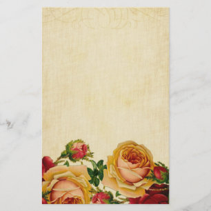 Papelaria Rosas de vindima em pergaminho