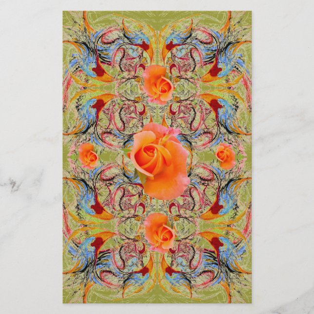 Papelaria Rosas Laranja Livro Artesanato vitoriano (Frente)