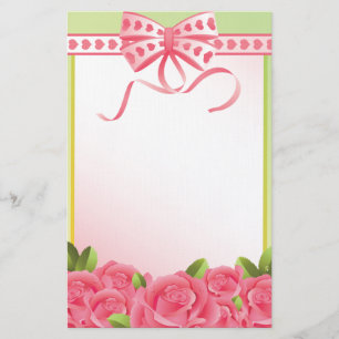 Papelaria Rosas rosa e Papel de carta Arco