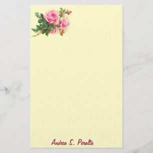Papelaria Rosas Rosa Românticas Personalizadas