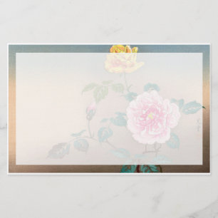 Papelaria Rosas Tsuchiya Koitsu pintura de flores japonesas