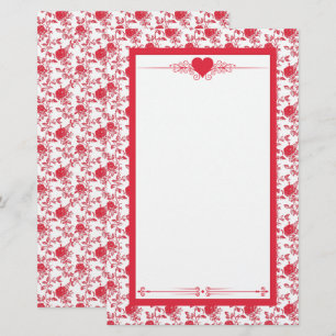 Papelaria Rosas Vermelhas em Papel de Carta Toile De Jouy Br