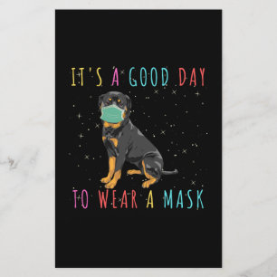 Papelaria Rottweiler Veste Uma Máscara Engraçada É Um Bom