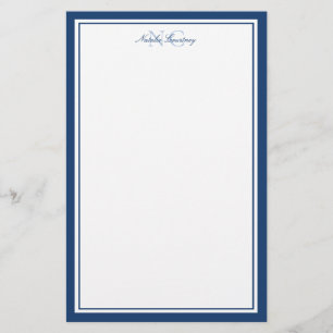 Papelaria Rótulo Azul Marinho Duas Bordas Monograma Vertical