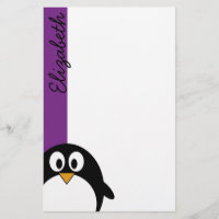 roxo bonito do pinguim dos desenhos animados