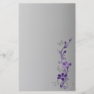 Papelaria Roxo, borboletas florais cinzentas que Wedding