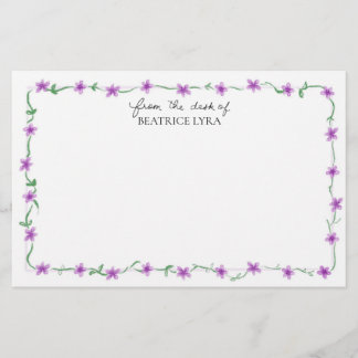 Papelaria Roxo Floral Personalizável