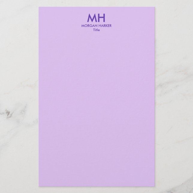 Papelaria Roxo Lilás Minimal Limpo Inicial (Frente)