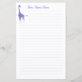 Papelaria Roxo Personalizada Lined Giraffe