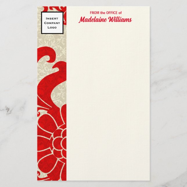 Papelaria Ruby Red Border com Logotipo para Empresas (Frente)