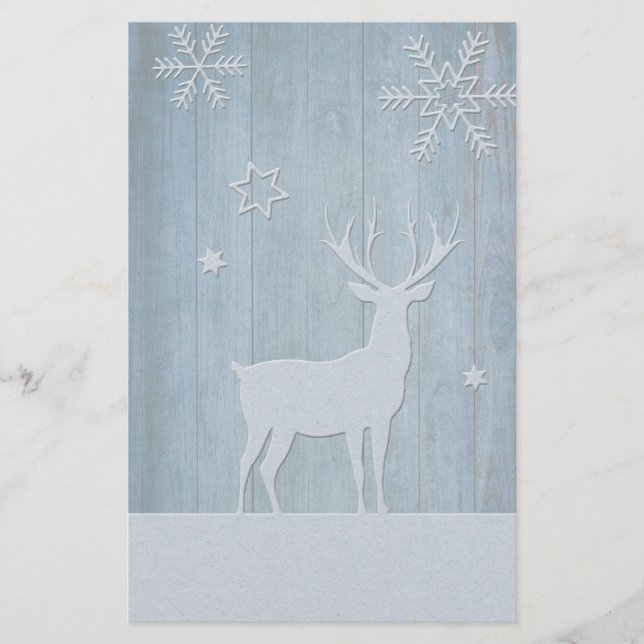 Papelaria Rustic Blue Wood Reindet — Natal (Frente)