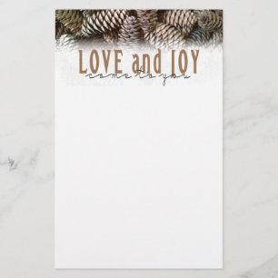 Papelaria Rustic Holiday Love and Joy Pine Cone