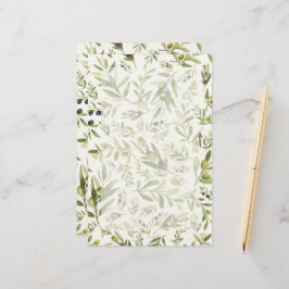 Papelaria Sage Verde Aquarela Francês Country Chic Oliveiras