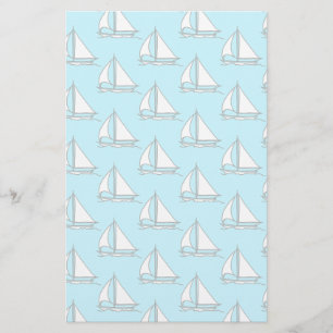 Papelaria Sailboats On Blue Sea Pattern