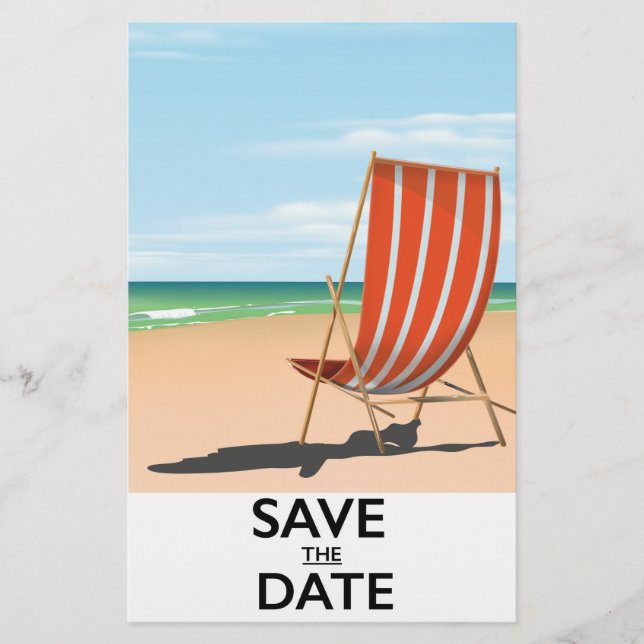 Papelaria Salve a data vintage Beach poster (Frente)