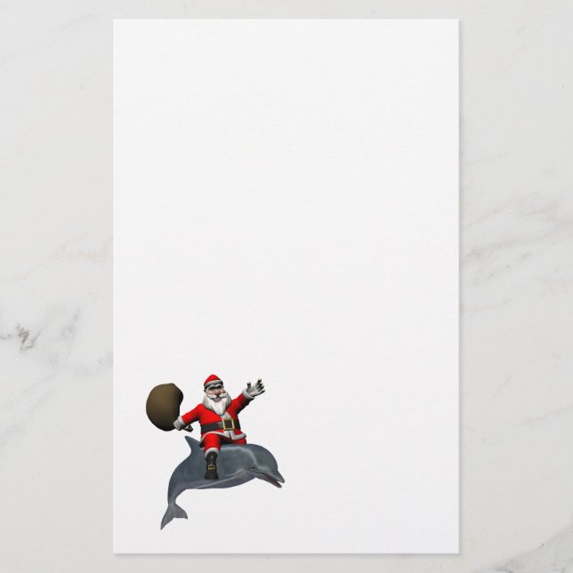 Papelaria Santa Claus Andando Em Golfinho (Frente)