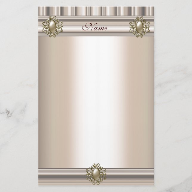 Papelaria Seda bege Pérola Jóia (Frente)