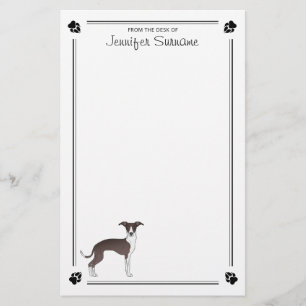 Papelaria Selo E Greyhound Italiano Branco Com Palhetas E Te