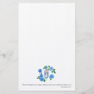 Papelaria Senhora floral da dália azul da Virgem Maria