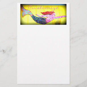 Papelaria sereia de mosaico cor-de-rosa