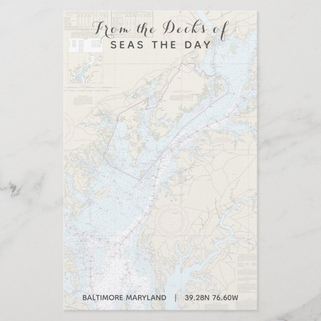 Papelaria Seu nome de barco nos pavimentos de Maryland náuti (Frente)